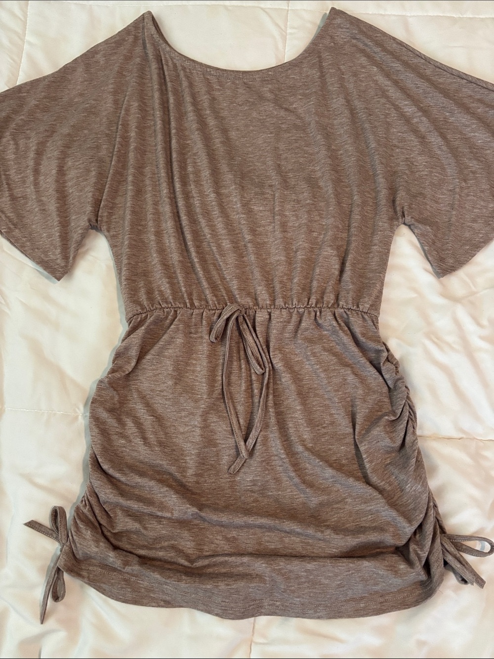 Women’s Taupe Lounge Dress with Drawstring Waist
